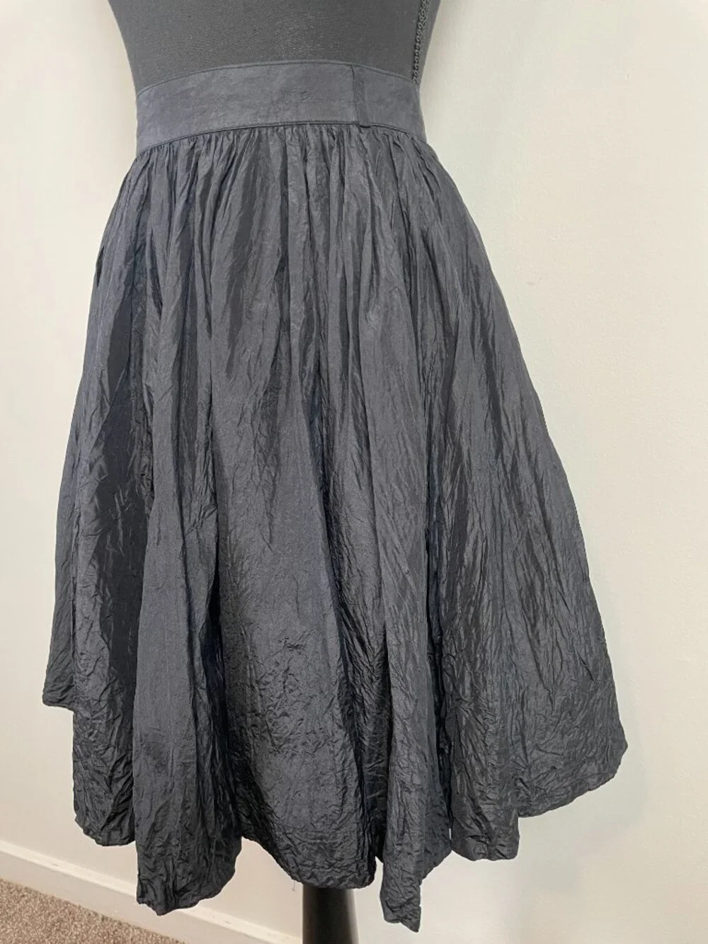 Katharine Hamnett London black 100% silk full skirt, Made in U.K.